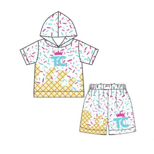 MOQ5  TC  Custom hoodie splatter ice cream drip shorts 202601