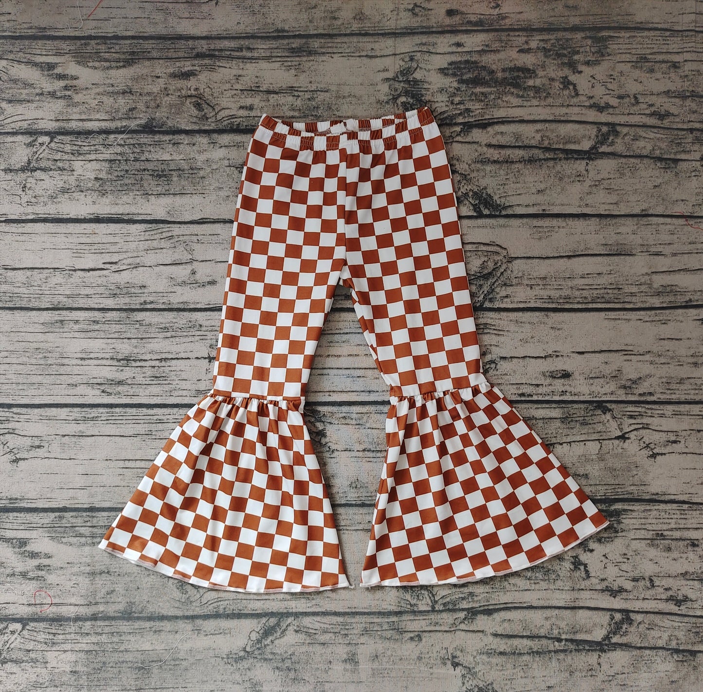 P0204 checkerboard girl bell bottom long girl pants 20230625 preorder