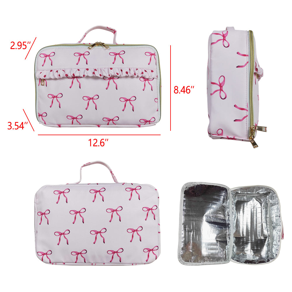 BA0234 sibling western Lunch box bow ruffle pink bag 202407 RTS 13.38*3.94*3.54*9.45Inches