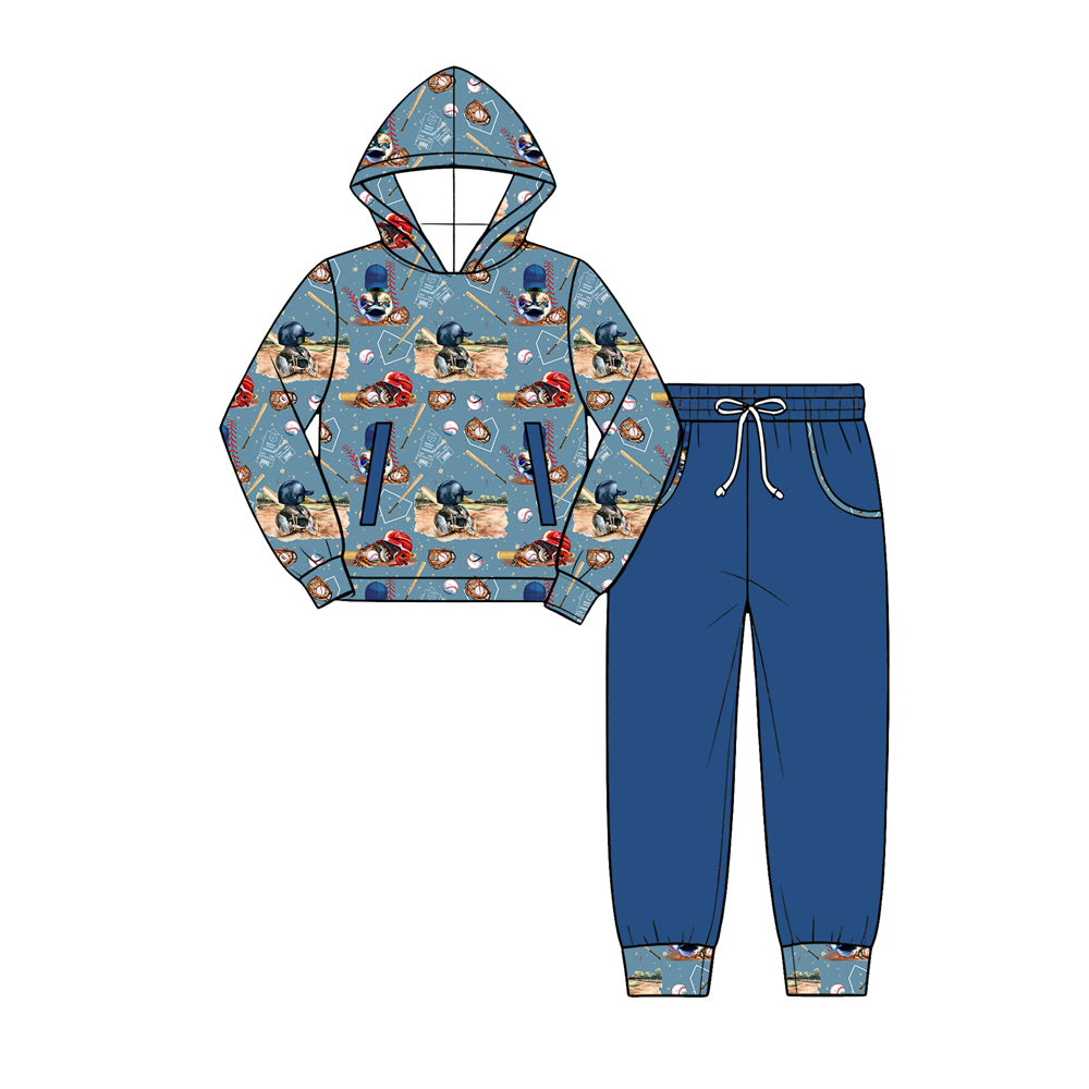 Preorder (moq 5) Baby Boy Clothes Baseball Animal Mixed Print Long Sleeve Hoodie Jogger Pant Set