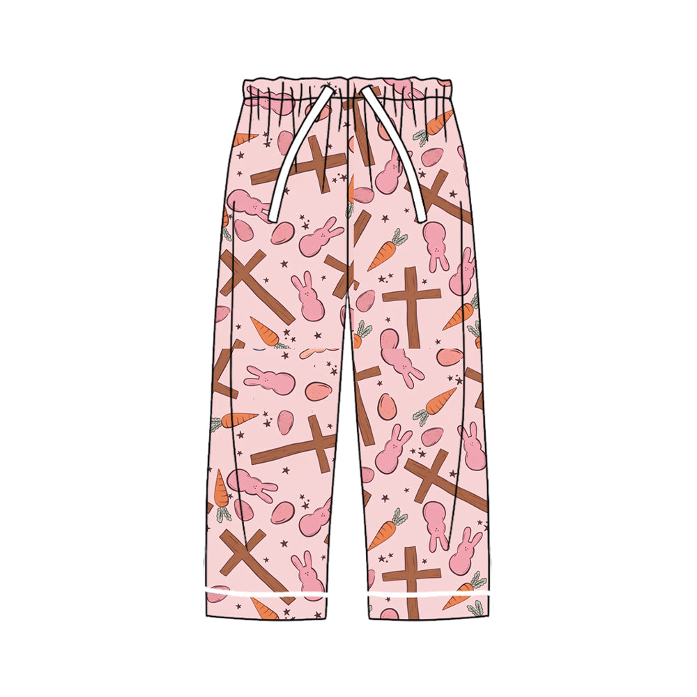 Preorder (moq 5) Women Clothes Easter Cross Bunny Carrot Egg Print Long Casual Pants