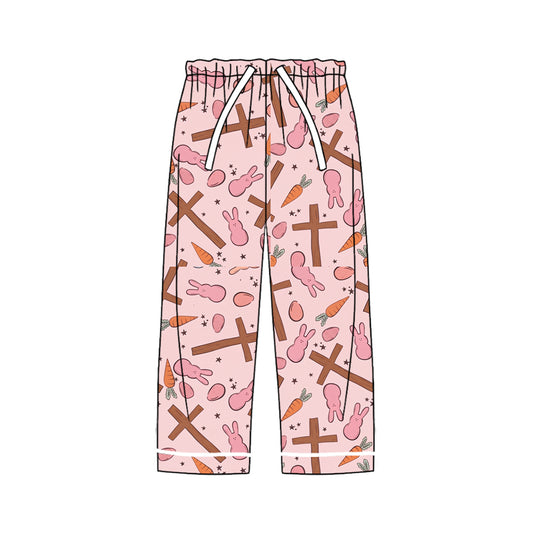 Preorder (moq 5) Women Clothes Easter Cross Bunny Carrot Egg Print Long Casual Pants