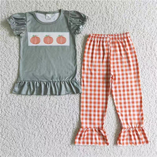 GSPO0175  short sleeves pumpkin pants girl outfit 20230629 RTS