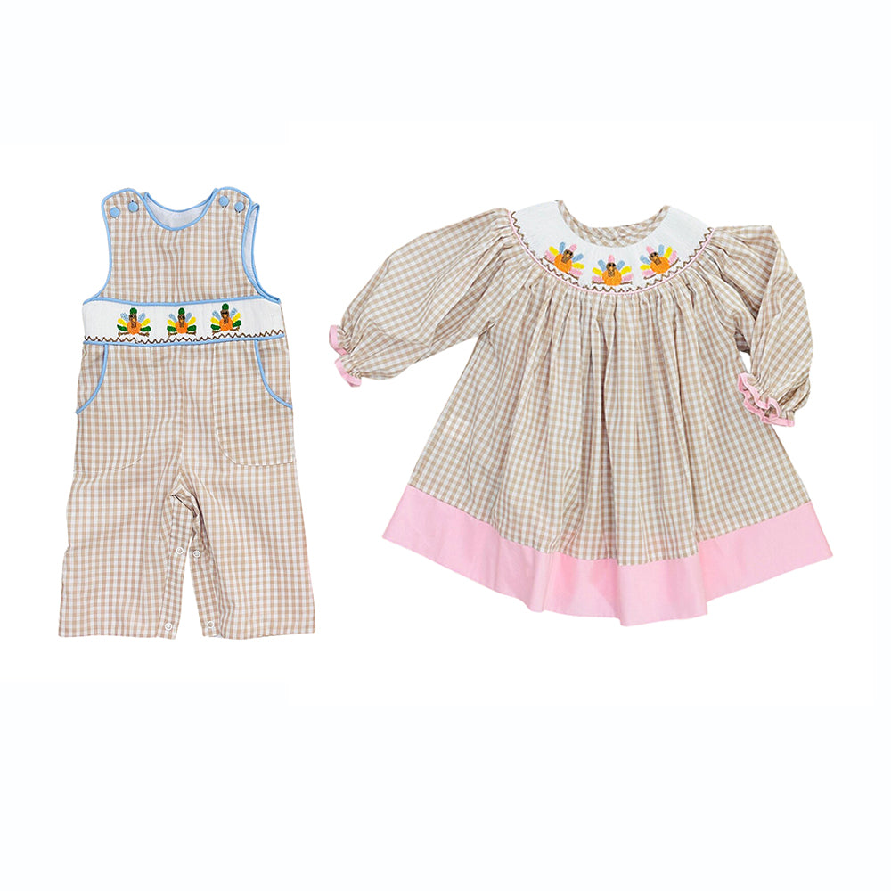 GLD1648  Thanksgiving turkey western girl dress RTS 202619 preorder