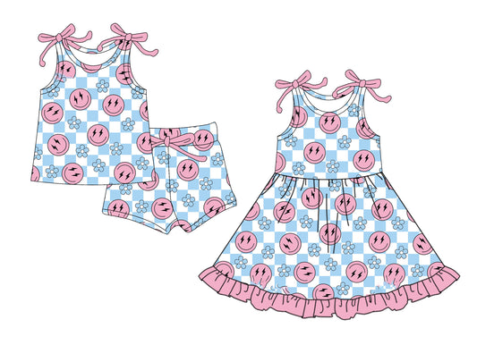 GSSO2585 checkerboard smile preorder western  summer outfit 202504