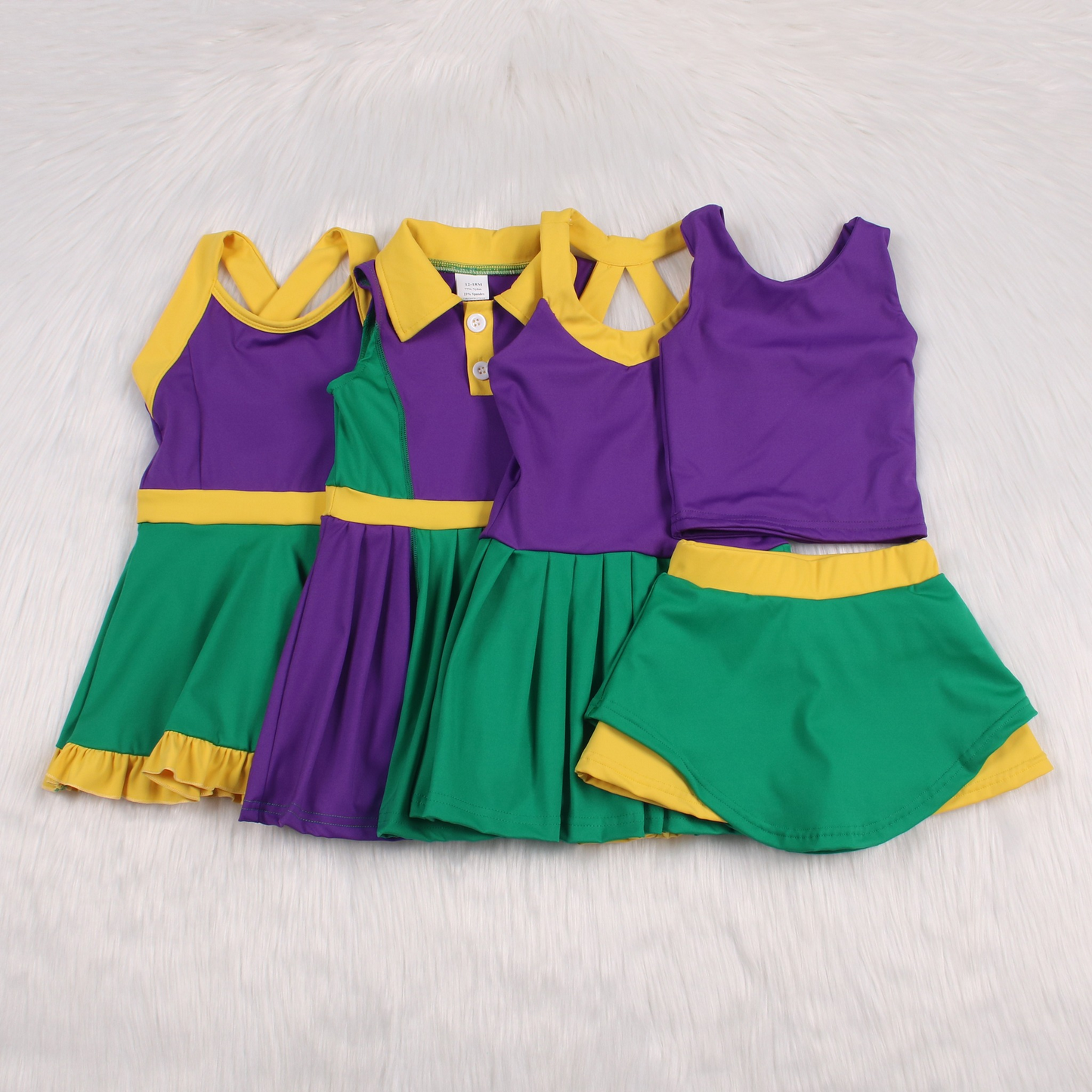 GSD1431 cotton Mardi Gras short sleeves girl dress sibling 202411 rts