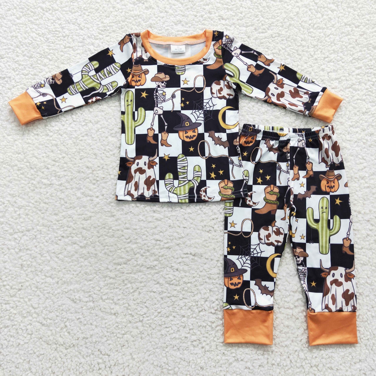 BLP0207 halloween checkerboard long sleeve boy girl outfit pajamas RTS 20230724