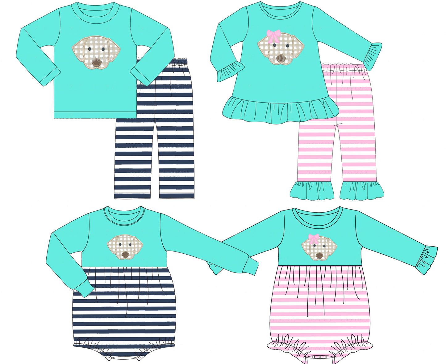 BLP0550 dog boy pajamas outfit preorder 202405 sibling