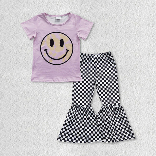 组合GSPO0660  pink smile checkerboard short sleeve girl outfit 20230513 RTS