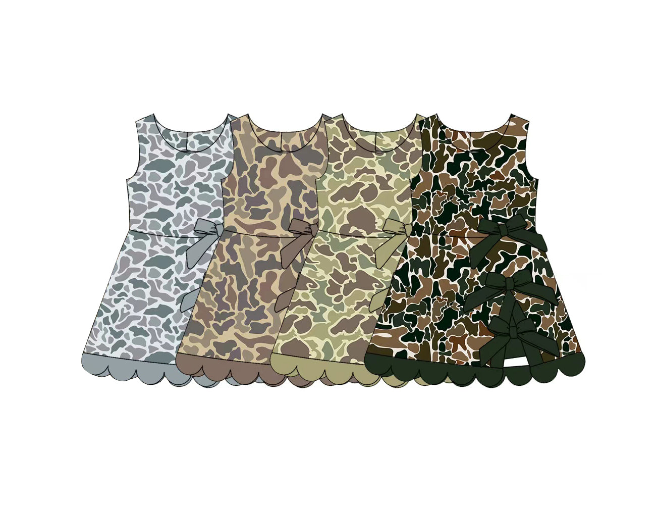 GSD4229  YOGA preorder camo bow scallop girl dress ruffle 202606