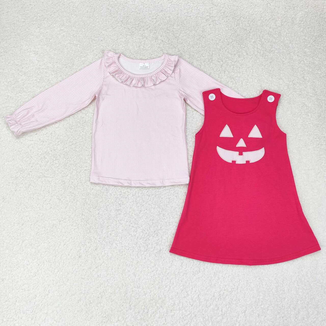 GLD0576 Embroidery smile pumpkin pink girl dress preorder 202407 RTS