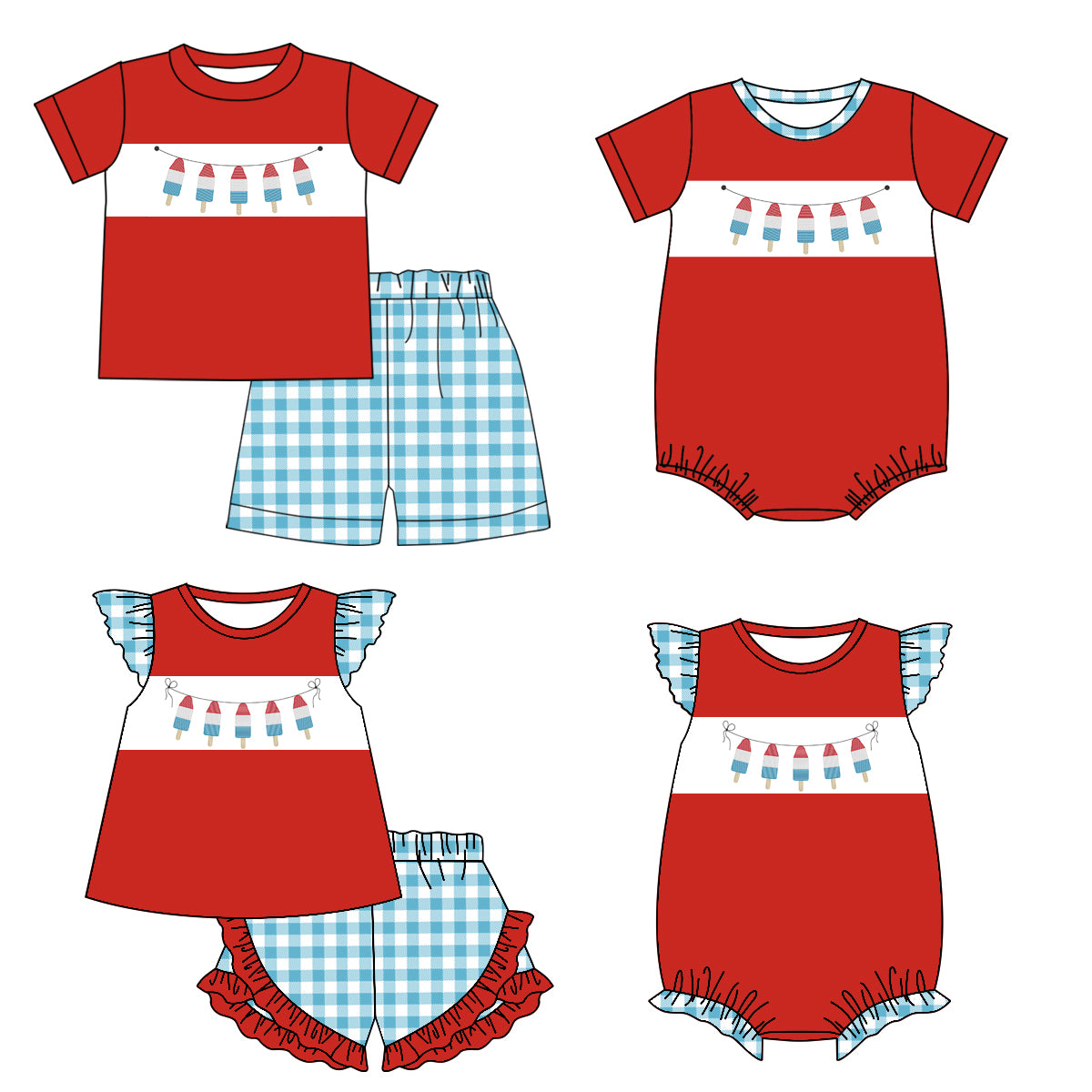 SR1107 July 4th boy romper 202401 preorder