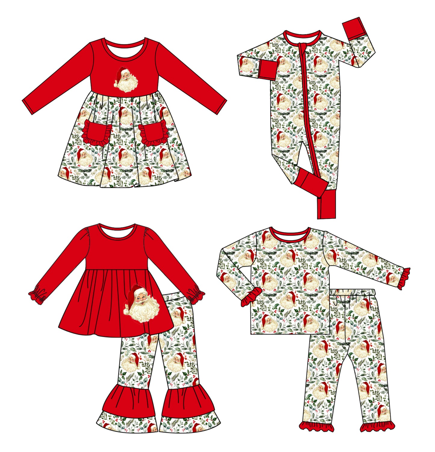 LR1080 Christmas santa girl romper 202406 preorder sibling