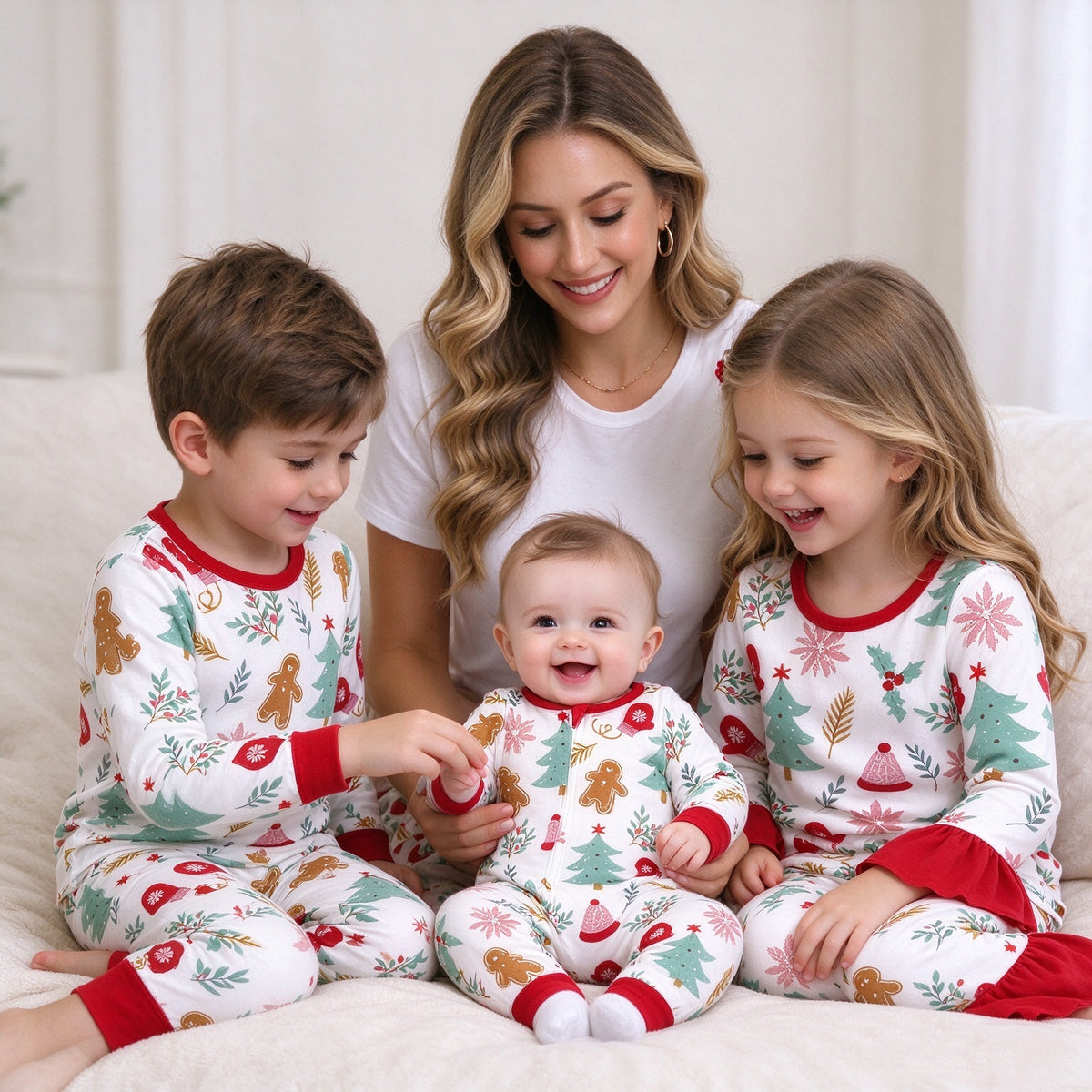 NO MOQ RTS P0236 (2) Women Clothes Christmas Gingerbread Tree Mixed Print Long Lounge Pants 202610