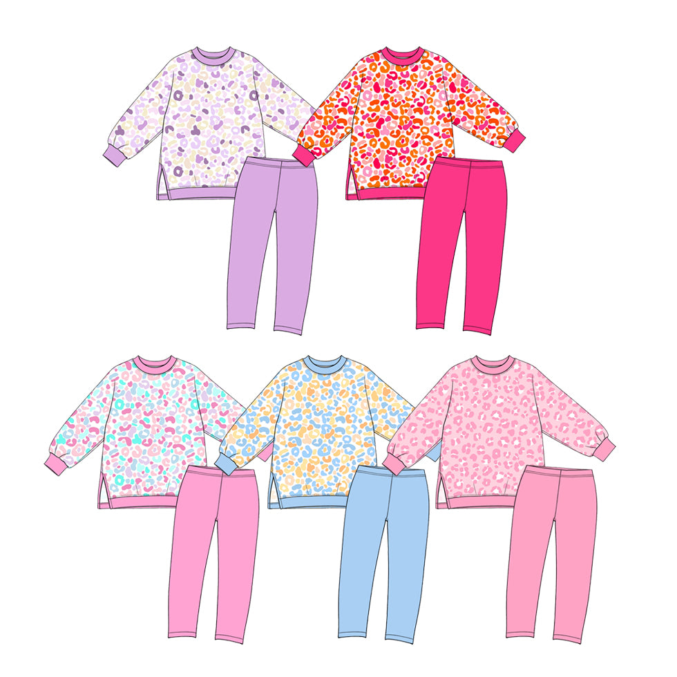 Preorder (moq 5) P1286 Baby Girl Clothes Solid Lavender Purple Plain Print Full Length Yoga Leggings
