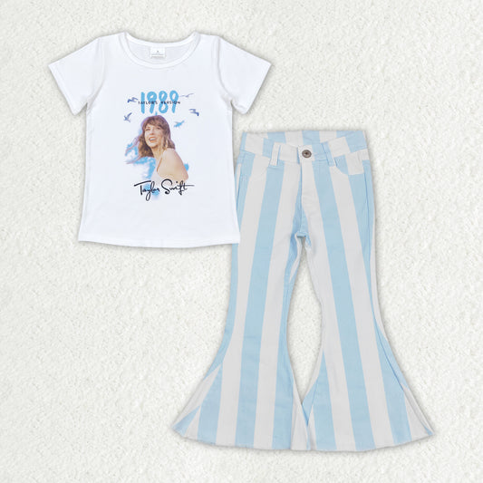 GSPO1655组合 TS taylor swift short sleeve denim jeans girl outfit 202406 RTS