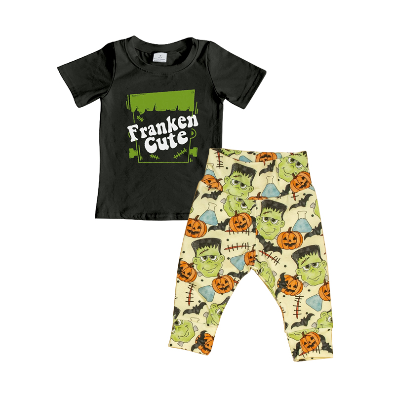 BSPO0129 helloween franken short sleeve children boy outfit 202408 RTS