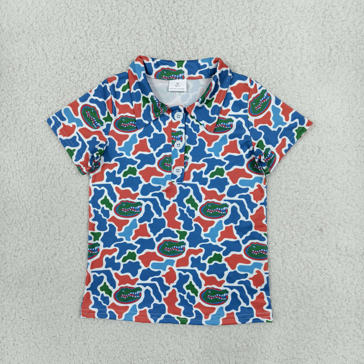 NO MOQ RTS BT1695 Baby Boy Clothes Alligator Camo Print Short Sleeve Polo Shirt Top 202610