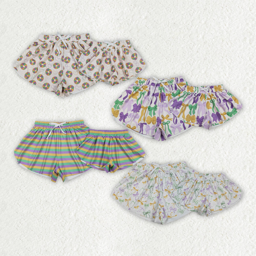 SS0683  Mardi Gras  donut  yoga girl kids shorts 202511 RTS