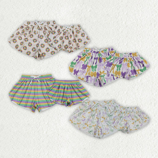 SS0683  Mardi Gras  donut  yoga girl kids shorts 202511 RTS