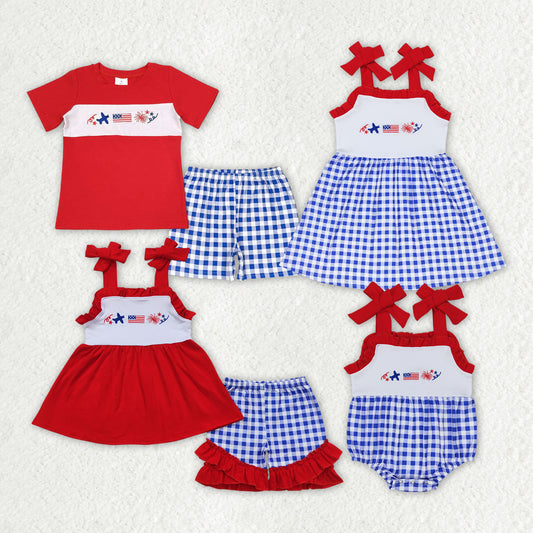 GSD0827 embroidery July 4th girl dress 202406 rts siblling