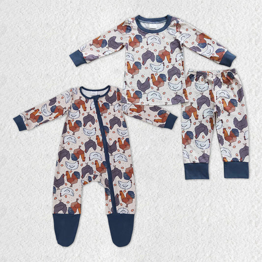 LR0560 chicken western zip up long sleeve boy romper 20231012 RTS