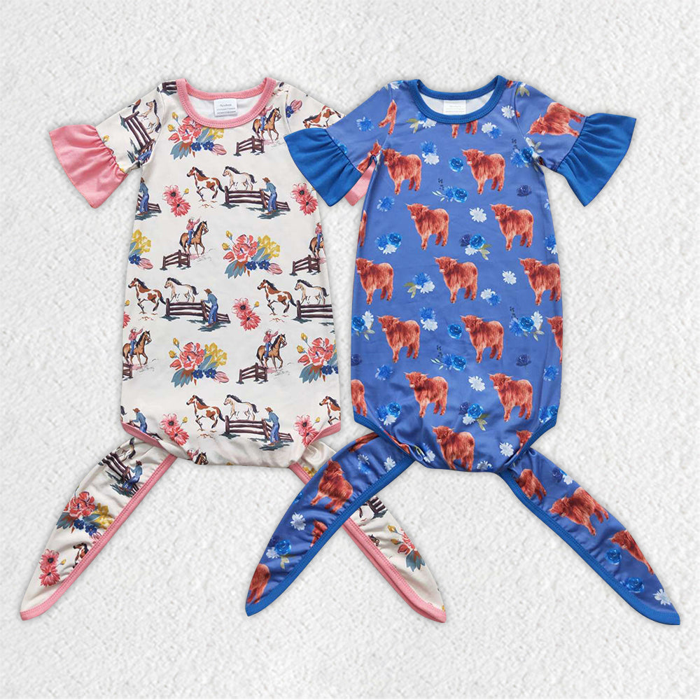 NB0019 short sleeve western GIRL gown ROMPER RTS 20230905