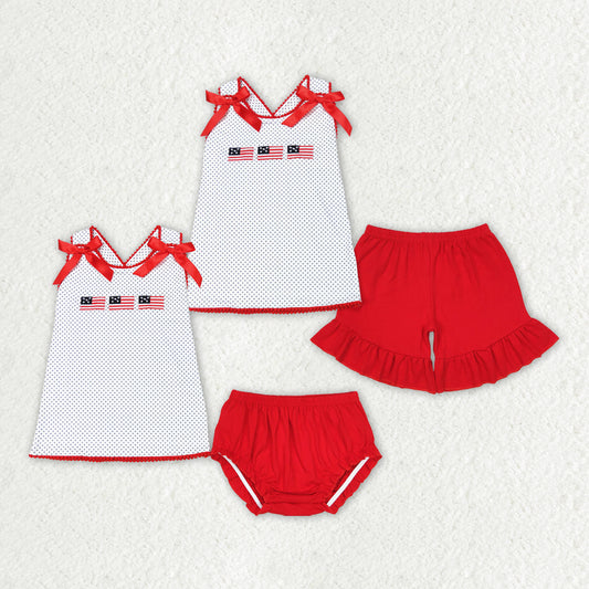 GSSO1414 embroidery 4th July shorts girl summer outfit 202406 RTS