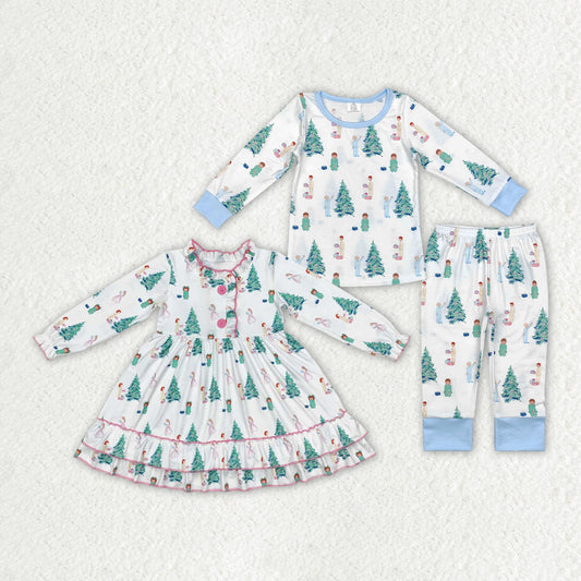 BAMBOO BLP0633 Christmas tree boy cotton pajamas outfit 202408 sibling RTS