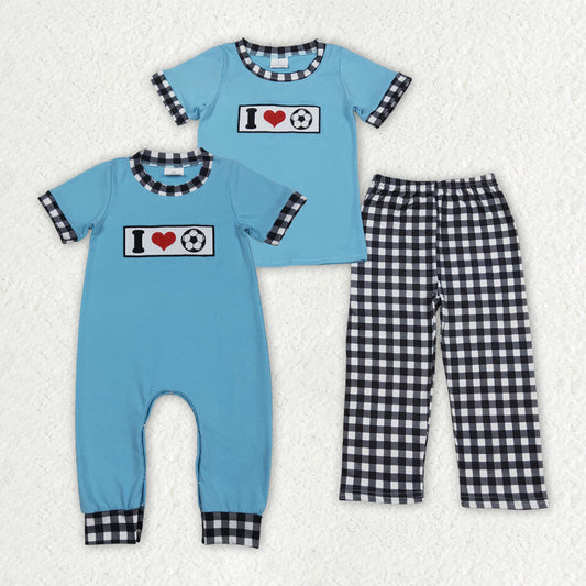 SR3369 Embroidery love football boy  romper 202512 RTS