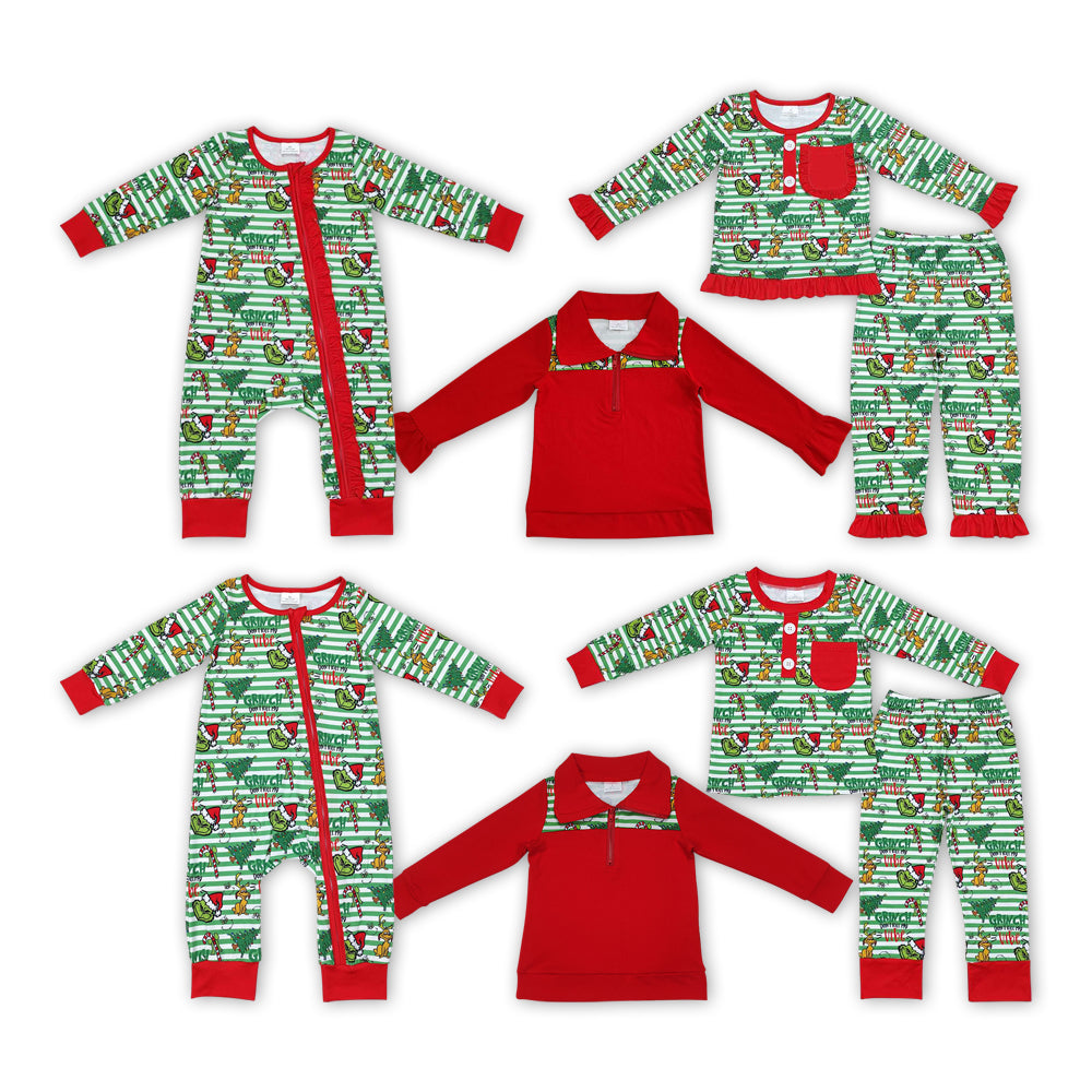 GLP1228 Christmas grinch girl outfit pajamas  202407 RTS Sibling