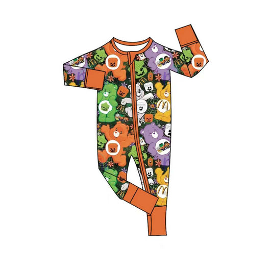 CUSTOM moq20  Bamboo 01 bear pumpkin  boy western  romper 202508 sibling