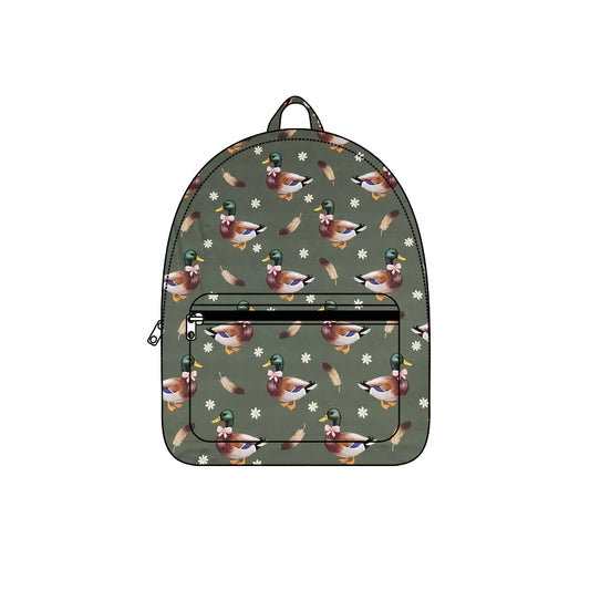 Preorder (moq 5) Kids Backpack Mallard Duck Daisy Feather Mixed Print School Travel Backpack