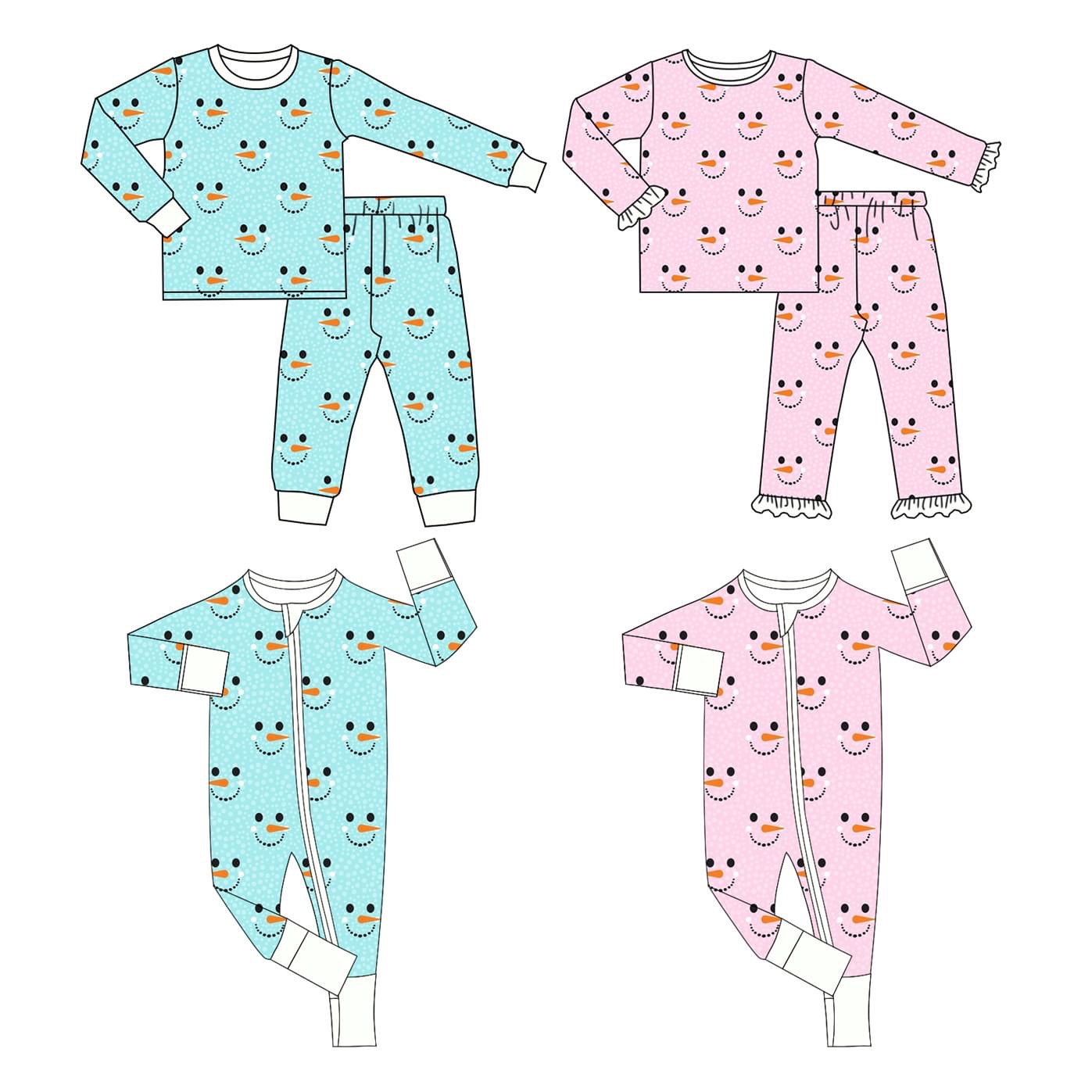 Christmas snowman pajamas girl outfit preorder 202405 sibling