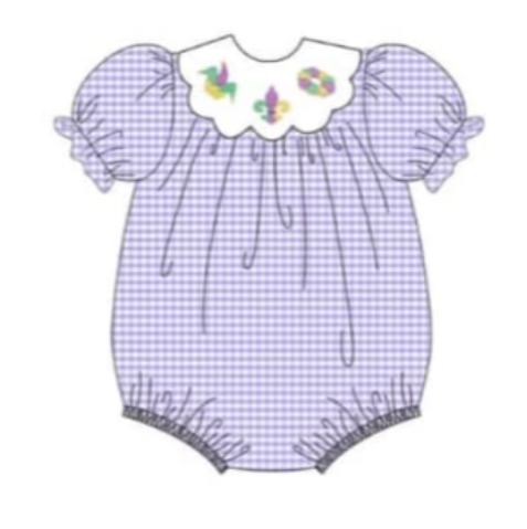 CUSTOM  MOQ3  Mardi Gras  girl romper 202412