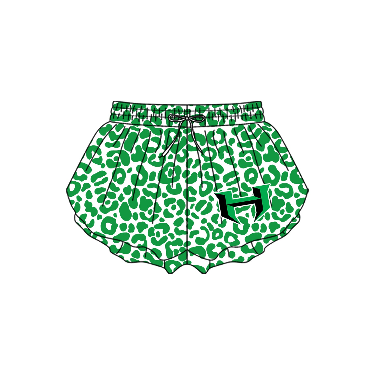 custom MOQ8 GREEN H Leopard butterfly shorts girl shorts