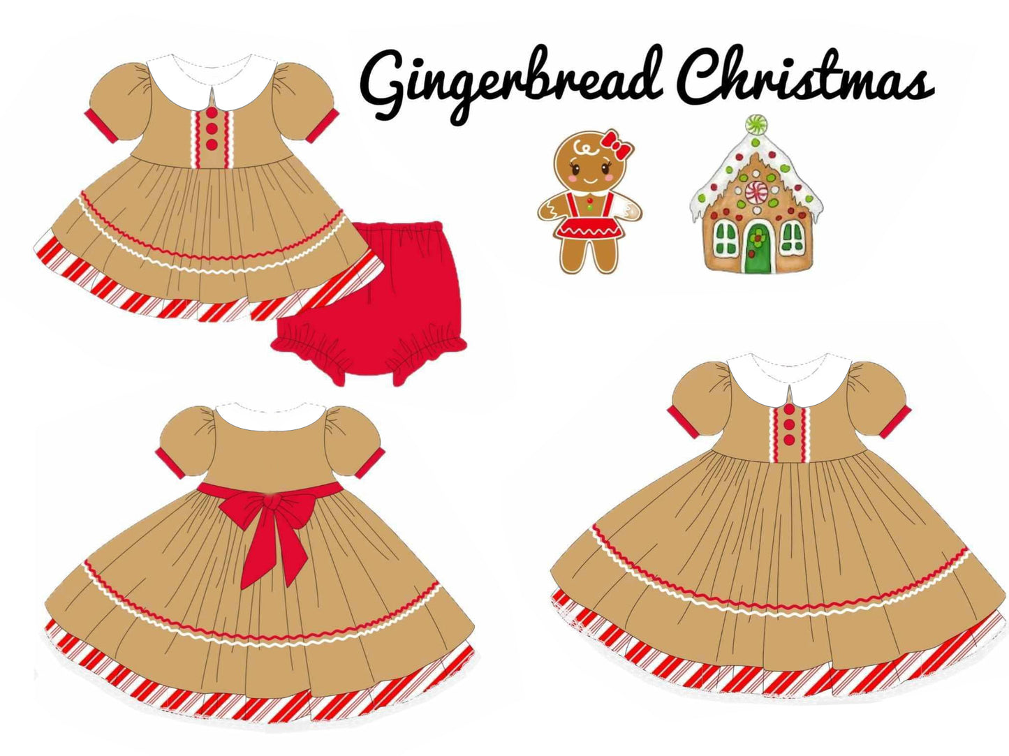 gingerbread princess bow sibling GSD1389  girl dress 202408 rts