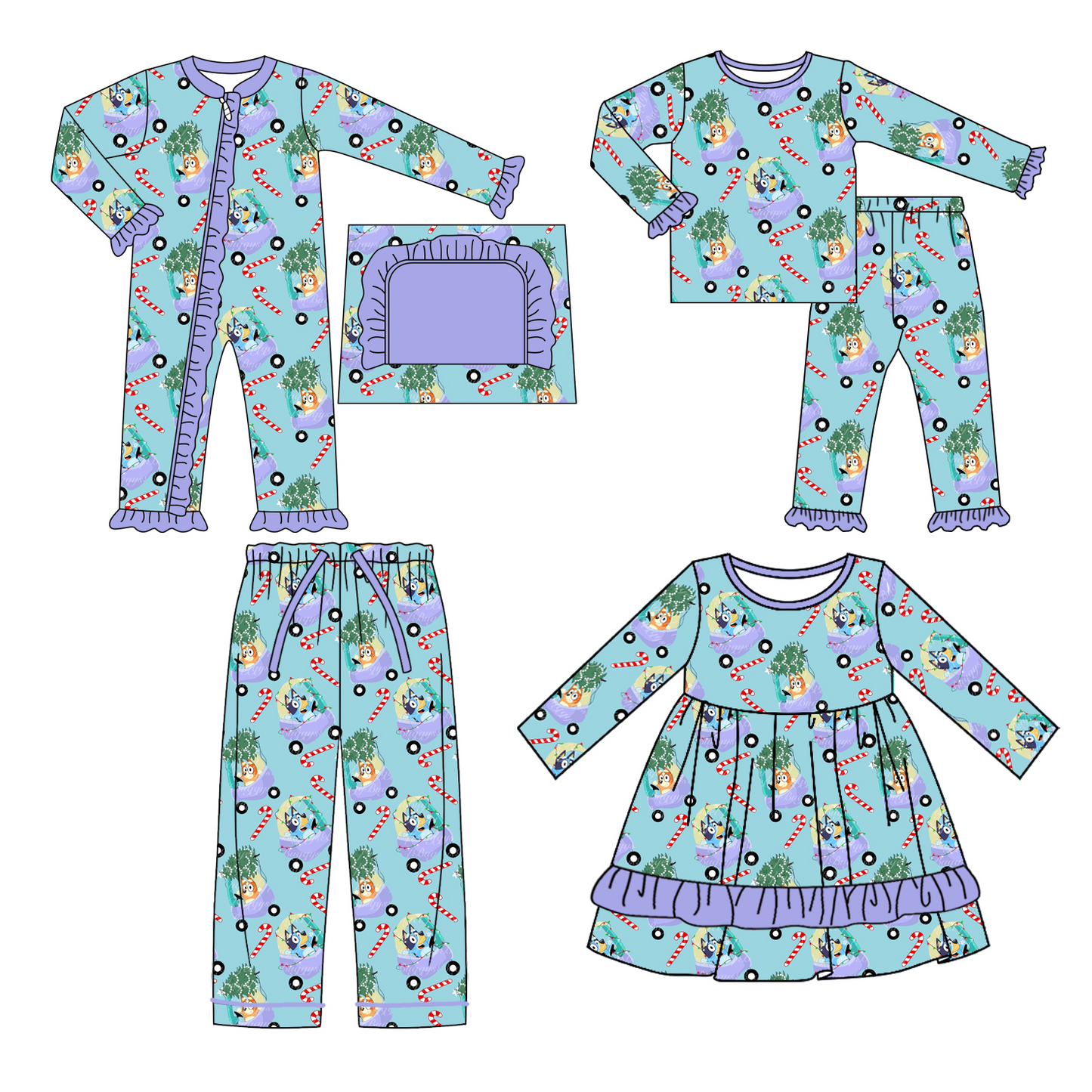 Christmas bluey sibling  P0565 adult  long pajamas pants 202407 preorder