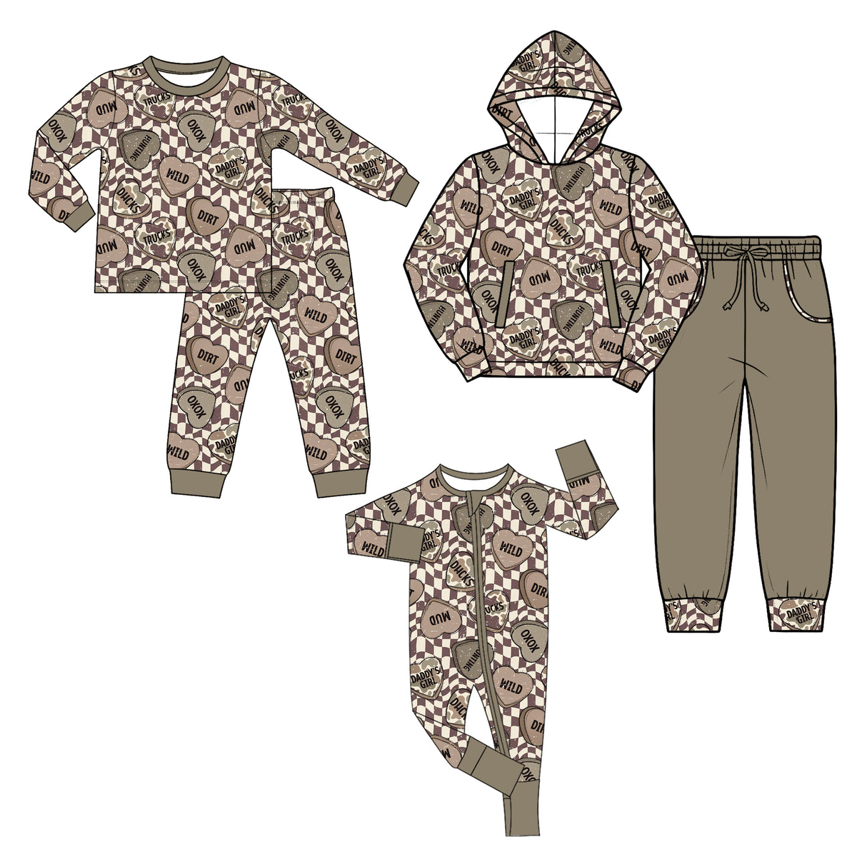 Preorder (moq 5) LR3402 Baby Boy Clothes Camo Deer Mixed Print Long Sleeve Zipper Footed Jumpsuit