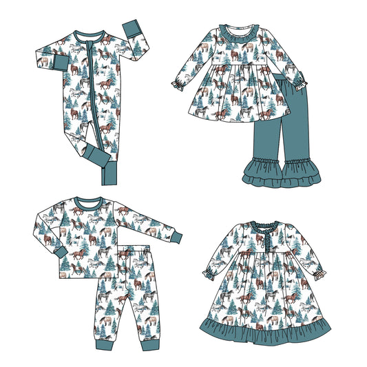 Christmas tree horse sibling BLP0663 preorder boy pajamas outfit 202407