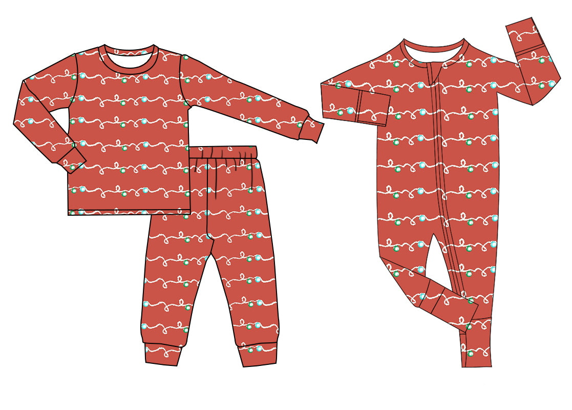 BLP0559 Christmas lights boy pajamas outfit preorder 202405 sibling