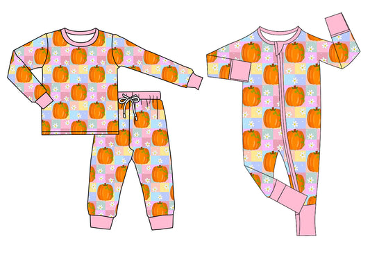 LR1040 Halloween pumpkin girl boy romper 202405 preorder