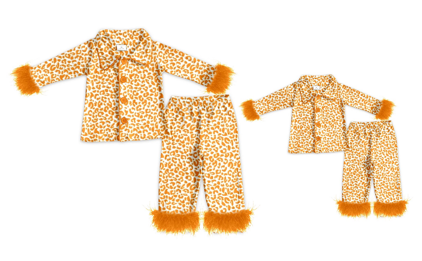 GLP1267 fluffy fur leopard orange pajamas girl plush sleeves outfit preorder 202405