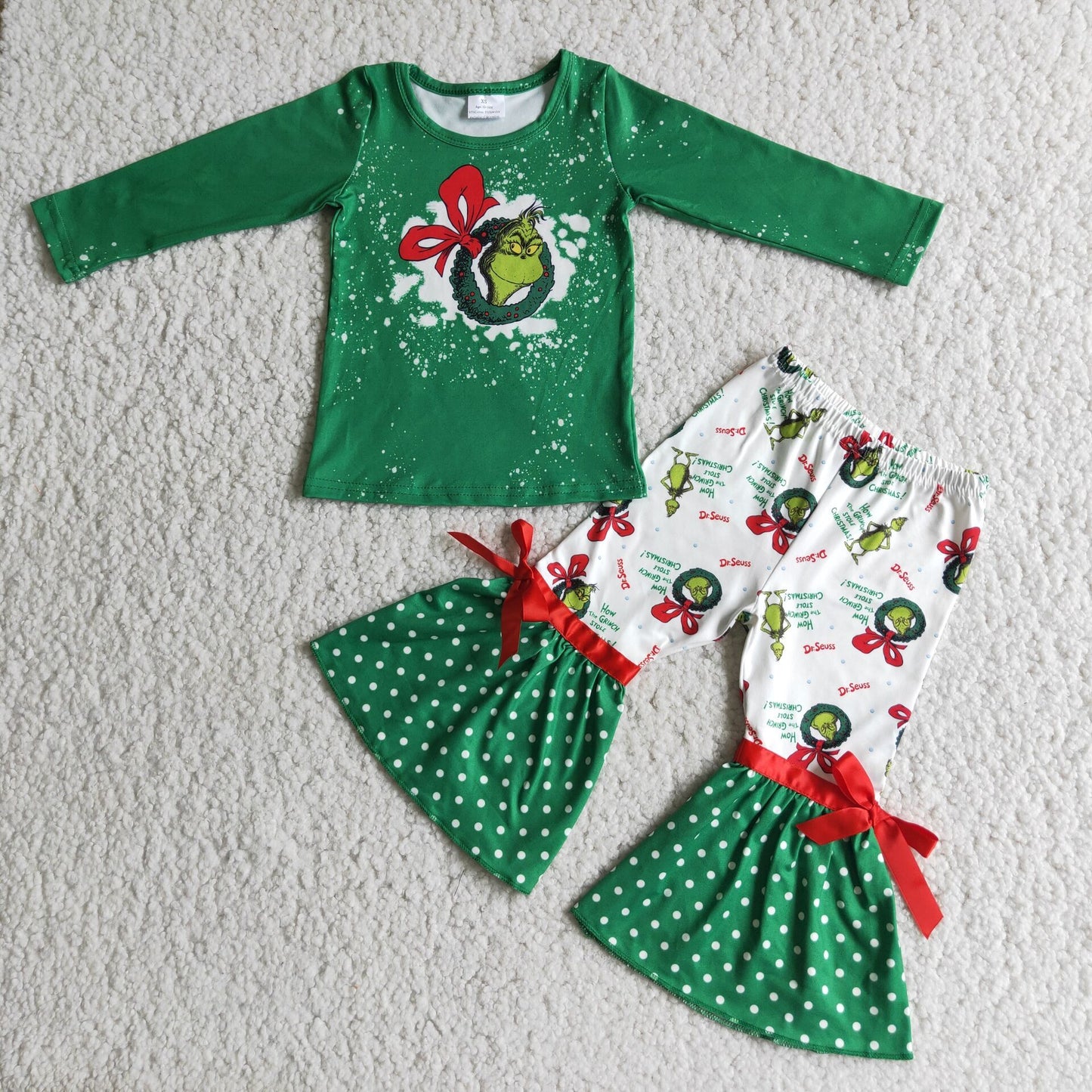 6 C6-20 grinch green Christmas girl outfit clothes RTS