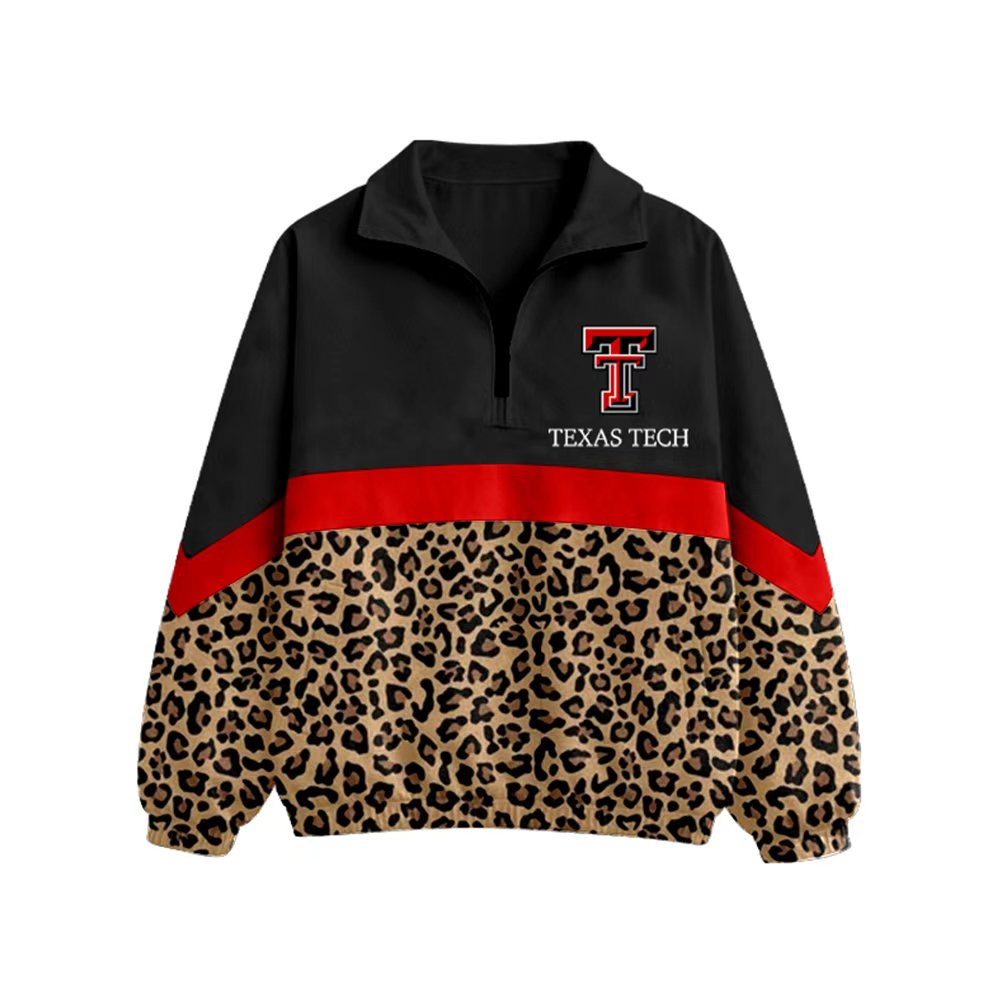 Custom T TEXAS TECH team MOQ3 Leopard adult hoodie bow 202607