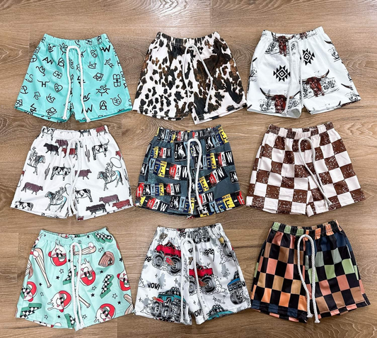 SS0517 colorful checkerboard western boy shorts outfit 202503 preorder