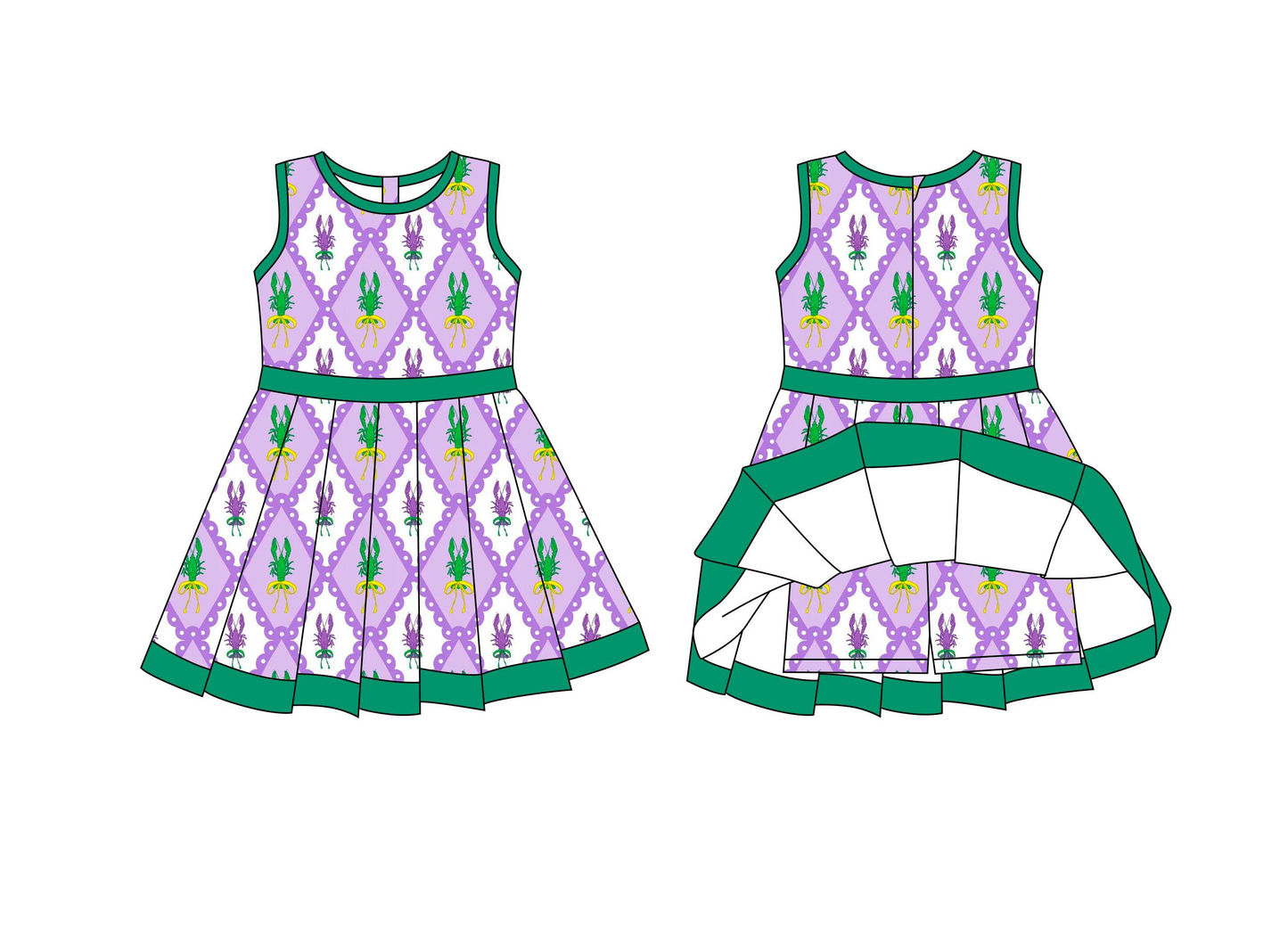 GSD2868 MOQ8  YOGA Mardi Gras girl  dress 202511