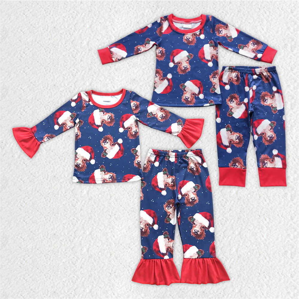 BLP0294 western Christmas Santa long sleeve girl boy pajamas outfit 20230831 RTS