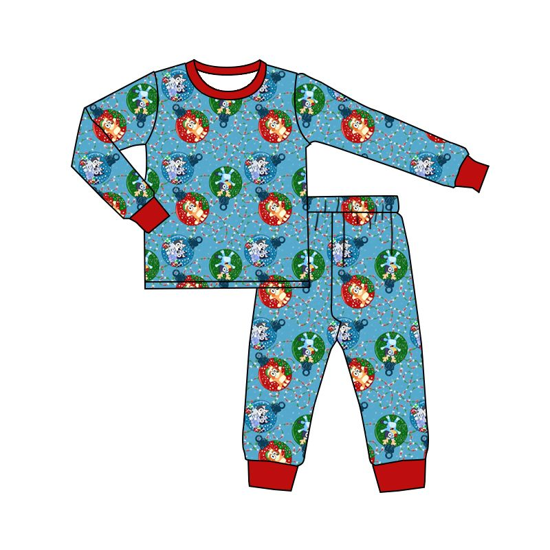 BLP0638 bluey Christmas boy pajamas outfit preorder 202407 sibling