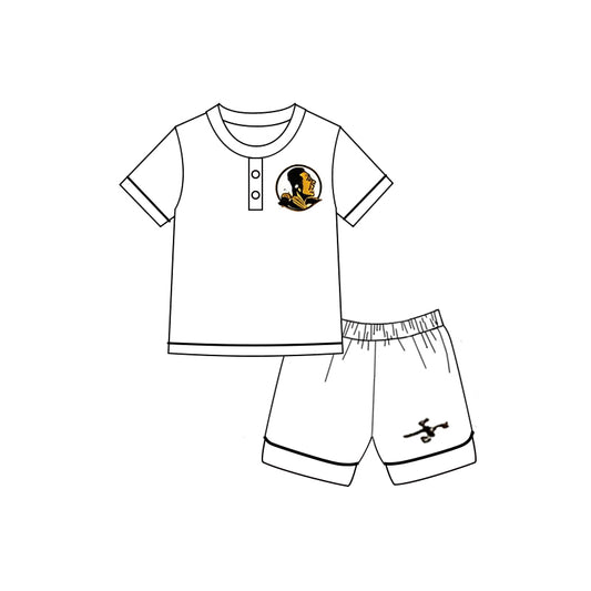 MOQ5 SEMINOLE PAJAMA WHITE SET CUSTOM silk milk pajamas boy outfit  shorts